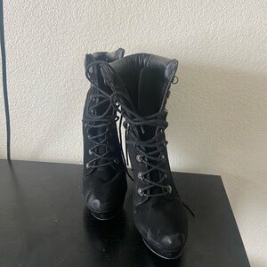 Shoe Dazzle Black Heeled Lace-Up Boots 2 boots for 20